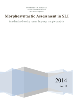 Morphosyntactic Assessment in SLI - UvA-DARE