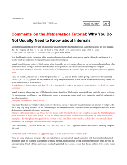 Comments on the Mathematica Tutorial: Why You Do Not Usually
