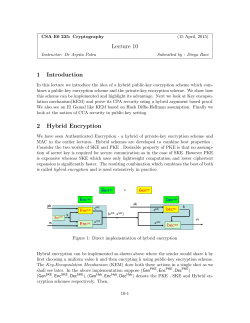 Lecture 10 1 Introduction 2 Hybrid Encryption