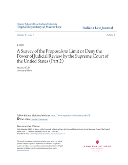 A Survey of the Proposals to Limit or Deny the Power of Judicial