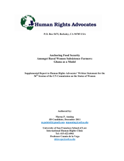 Anchoring Food Security Amongst Rural Women Subsistence