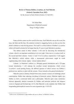 Review of Thomas Hobbes, Leviathan, ed. Noel Malcolm (Oxford