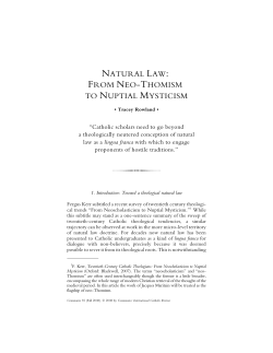 Natural Law from Neo-Thomism to Nuptial Mysticism