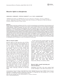 Bioactive lipids in schizophrenia