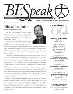 09 September 2011 BESpeak - Baltimore Ethical Society