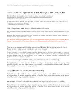 TITLE OF ARTICLE [14-POINT BOOK ANTIQUA, ALL CAPS, BOLD]