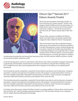 Oticon Opn&trade; Named 2017 Edison Awards Finalist