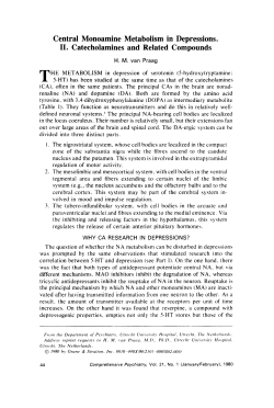 Central Monoamine Metabolism in Depressions. II. Catecholamines