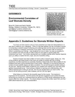 Appendix 2: Detailed Guidelines for Stomata Lab Written Reports