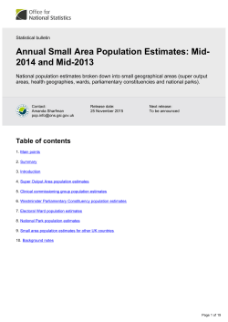 Annual Small Area Population Estimates