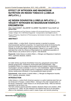 effect of nitrogen and magnesium nutrition on indian tobacco