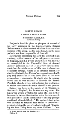 Samuel Keimer 255 Benjamin Franklin gives us glimpses of several