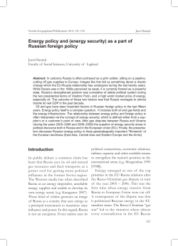 Energy policy and (energy security) as a part of Russian