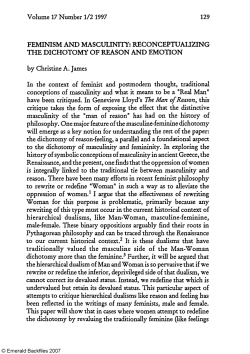 Feminism and Masculinity: Reconceptualizing the Dichotomy of