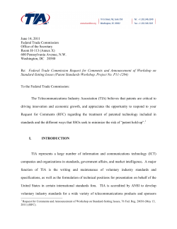 TIA input to the Federal Trade Commission on competition issues in
