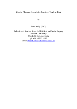 Allegory, Knowledge Practices, Youth at-Risk Peter Kelly (PhD)
