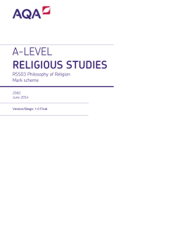 A-level Religious Studies Mark scheme RSS03 - Philosophy