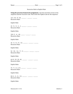Name: Date: Page 1 of 1 Homework 1.3.1b Algebra 1 Recursive Rule