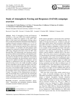 Study of Atmospheric Forcing and Responses (SAFAR) campaign