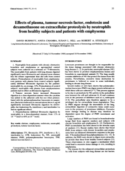 Effects of Plasma, Tumour Necrosis Factor