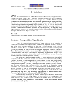 THE MISSION OF HIGHER EDUCATION &Eacute;va S&aacute;ndor