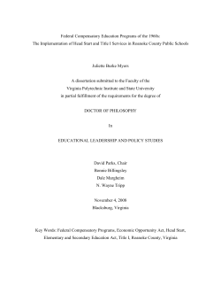 Federal Compensatory Education Programs of the 1960s: The