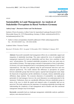 Sustainability in Land Management: An Analysis of Stakeholder