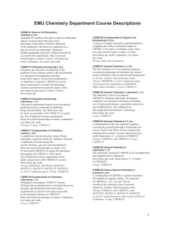 EMU Chemistry Department Course Descriptions