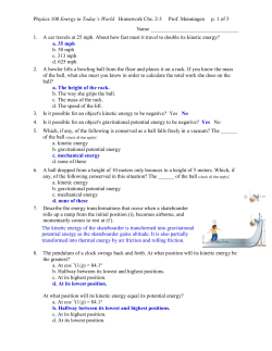 Physics 100 Energy in Today`s World Homework Chs. 2