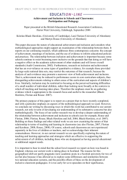 Achievement and Inclusion in Schools and Classrooms
