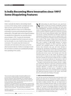 is india Becoming More innovative since 1991? some Disquieting