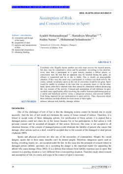 Assumption of Risk and Consent Doctrine in Sport