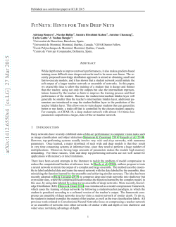 FitNets: Hints for Thin Deep Nets