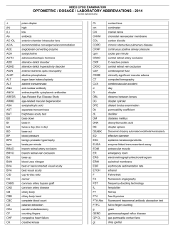 OPTOMETRIC / DOSAGE / LABORATORY ABBREVIATIONS