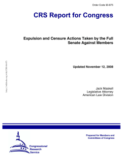 Expulsion and Censure Actions Taken by the Full Senate Against