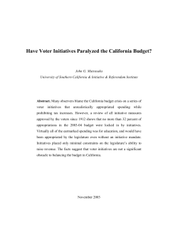 Have Voter Initiatives Paralyzed the California Budget?