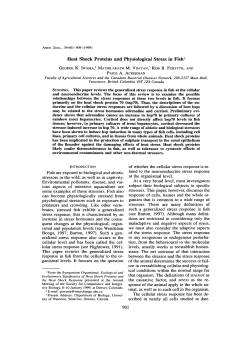 Heat Shock Proteins and Physiological Stress in Fish