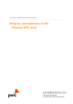 Brief on Amendments in the Finance Bill, 2016