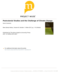 Postcolonial Studies and the Challenge of Climate Change