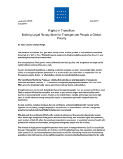 Making Legal Recognition for Transgender People a Global Priority