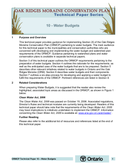 ORMCP Technical Paper 10 &ndash; Water Budgets