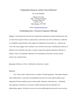 Confucianism, Democracy, and the Virtue of Deference.