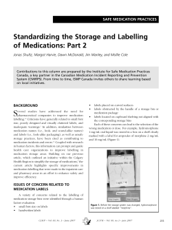 Standardizing the Storage and Labelling of