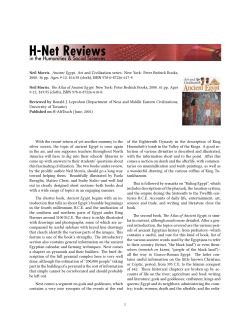Ronald Leprohon on Ancient Egypt and The Atlas of Ancient - H-Net