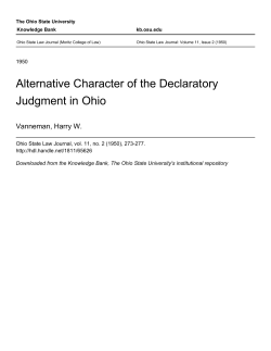 Alternative Character of the Declaratory Judgment in Ohio
