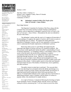 letter - Reporters Committee for Freedom of the Press