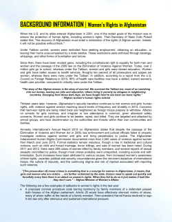 BACKGROUND INFORMATION | Women`s Rights in Afghanistan