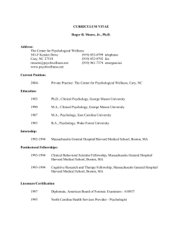 curriculum vitae - The Center for Psychological Wellness