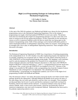 High Level Programming Packages In Undergraduate Mechanical