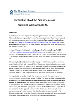 Clarification about the PVG Scheme and Regulated Work with Adults.